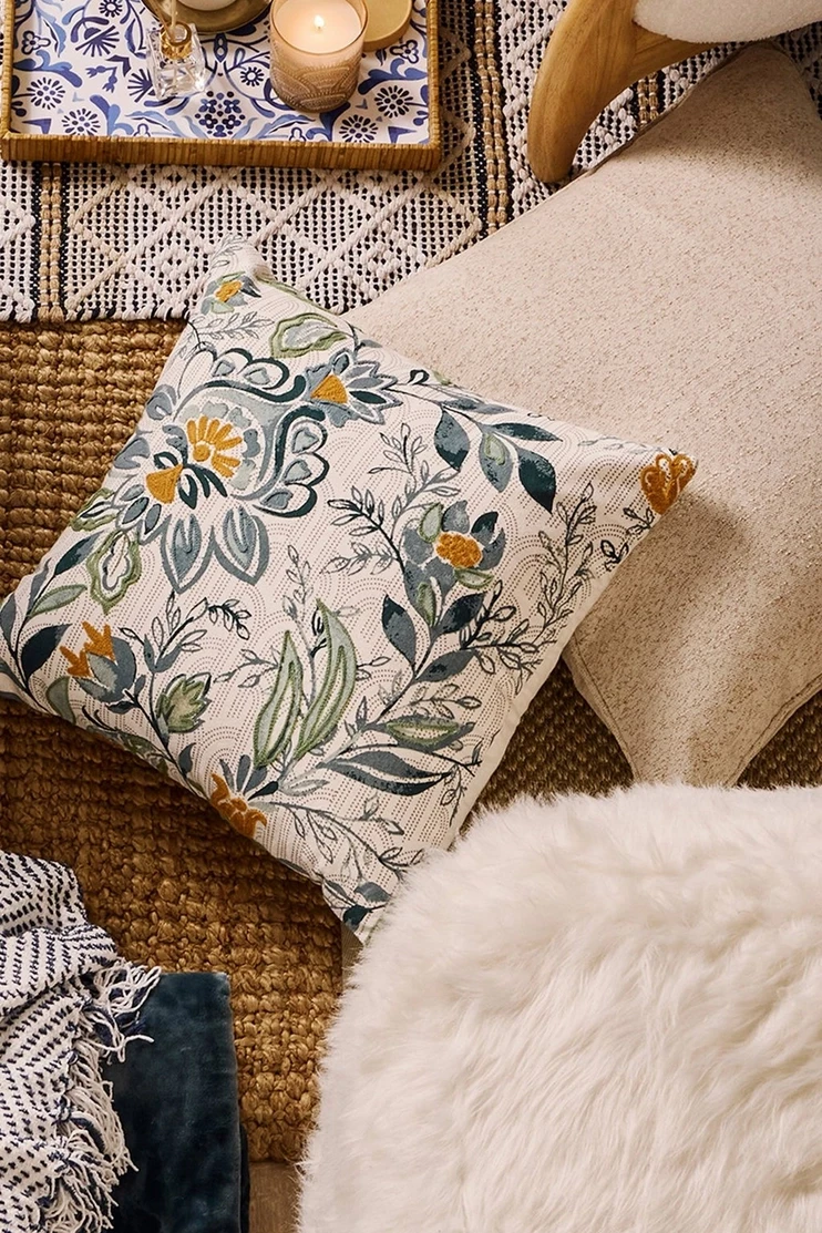 Embroidered Savona Botanic Scatter Cushion, 50x50cm