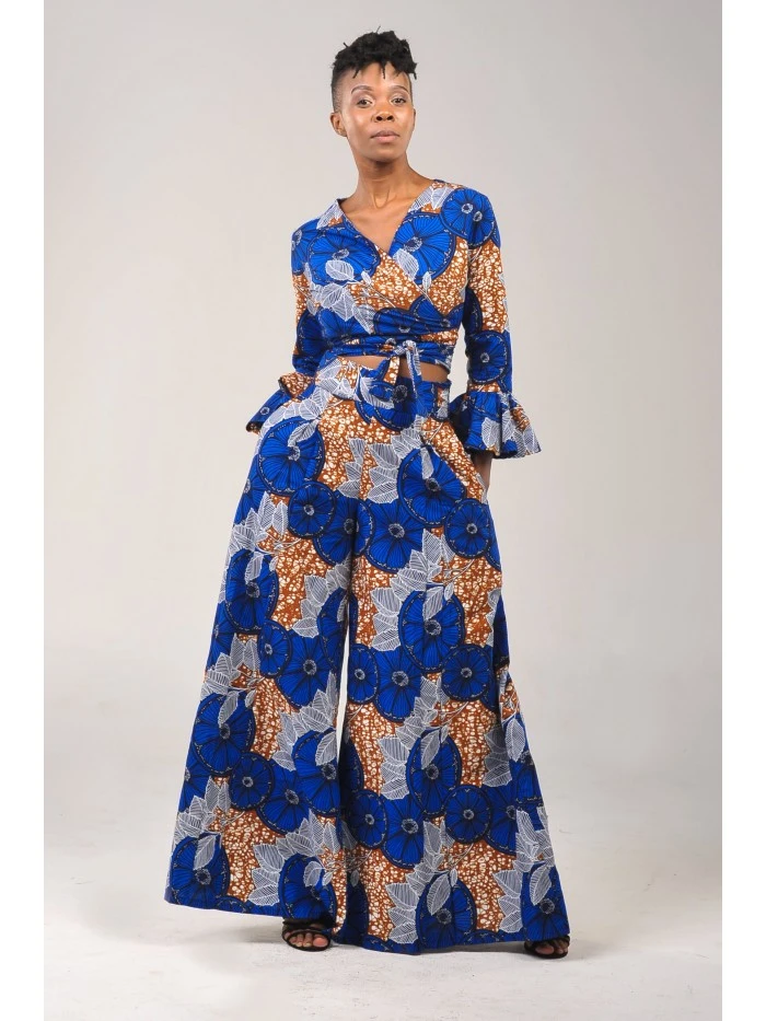 White Leaves Palazzo Pants