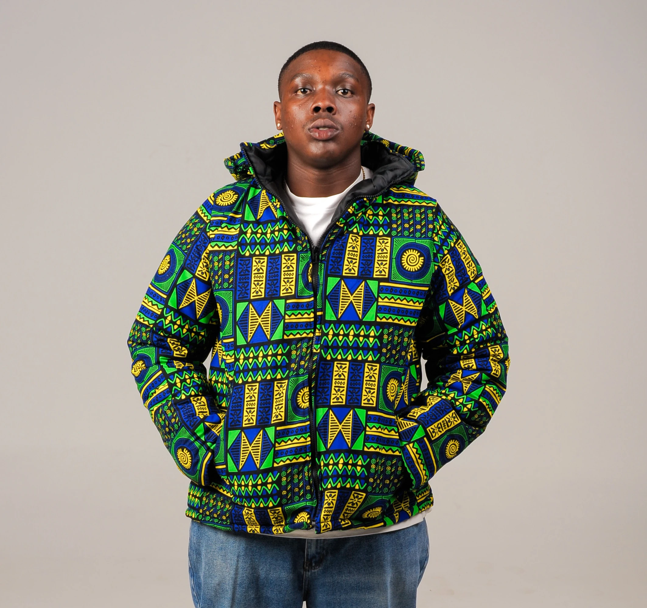 Eluhlaza Kente Afriprint Winter Parka Jacket- Unisex