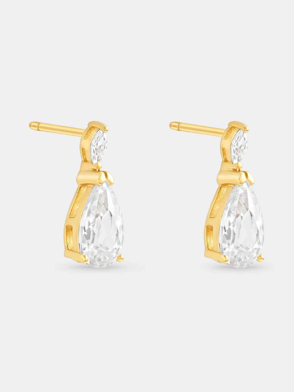 Gold Plated Sterling Silver Cubic Zirconia Pear Drop Earrings