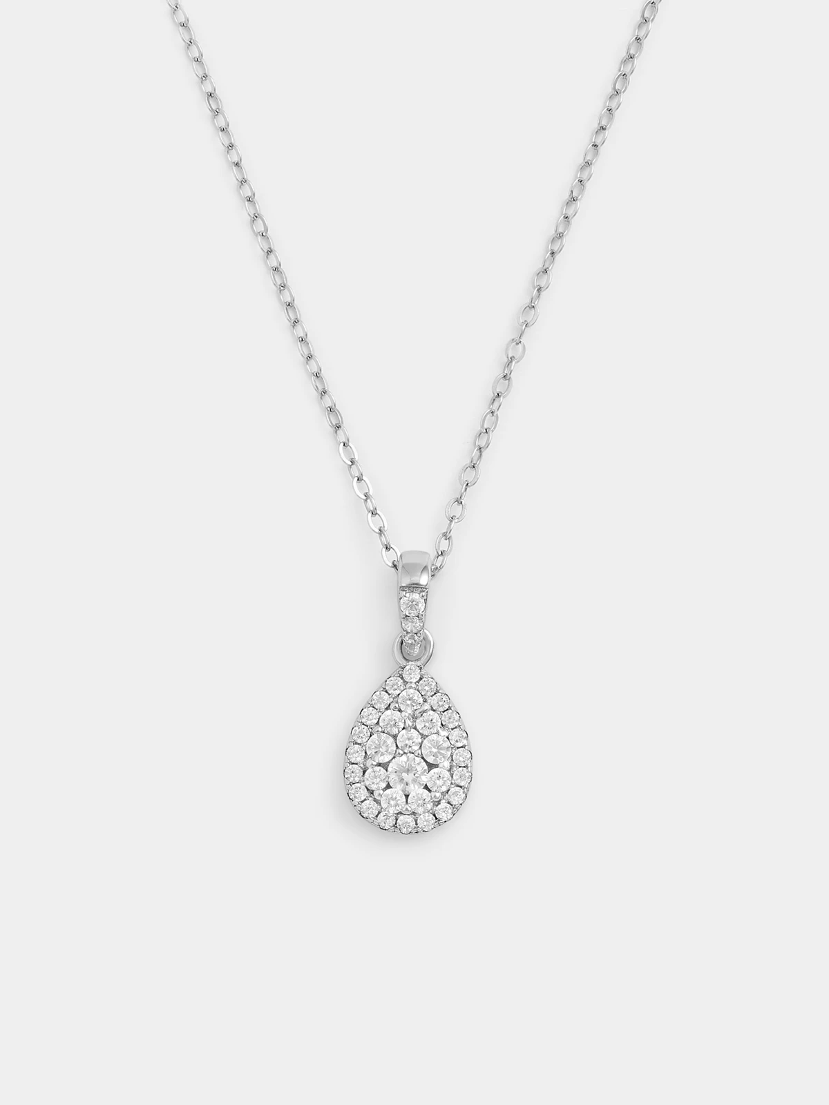 Sterling Silver Cubic Zirconia Pear Cluster Pendant