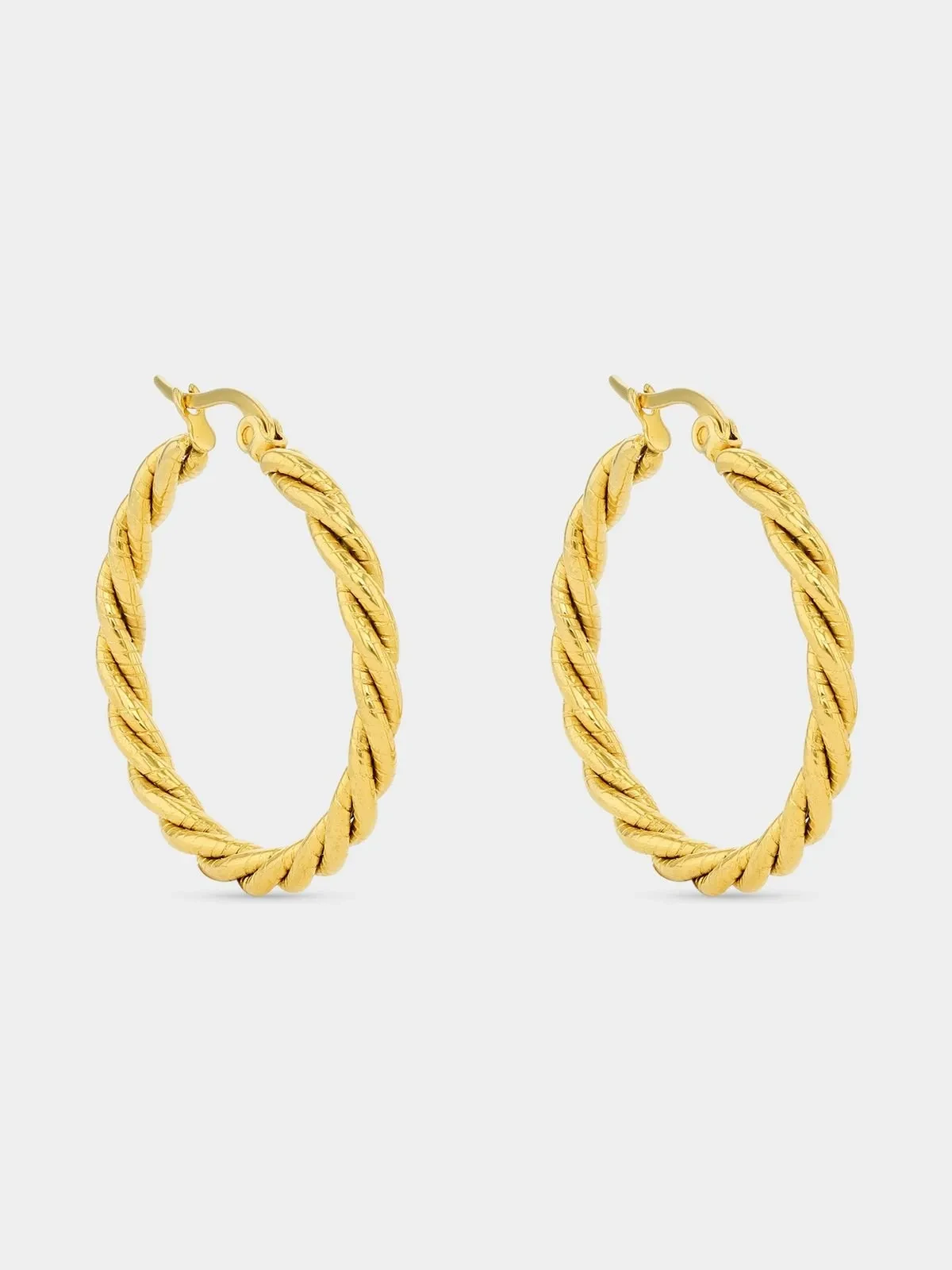 Tempo Jewellery Gold Plated Stainless Steel Twisted Hoop Earrings