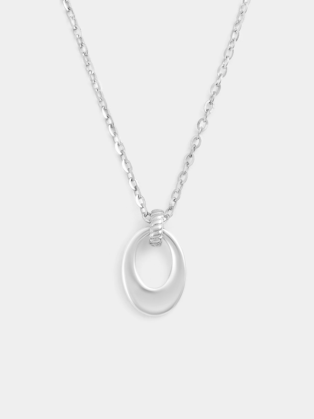 Sterling Silver Open Oval Disc Pendant