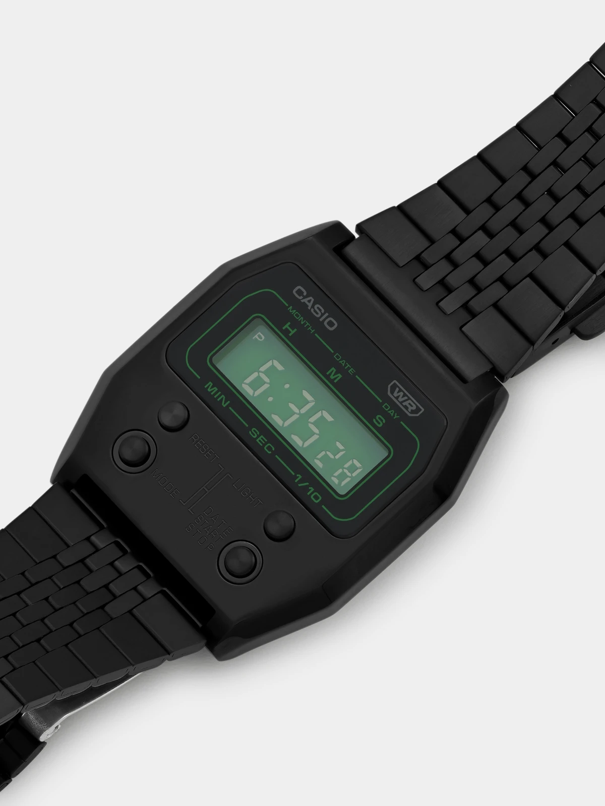 Casio Stainless Steel Black Plated Square Digital Bracelet Watch