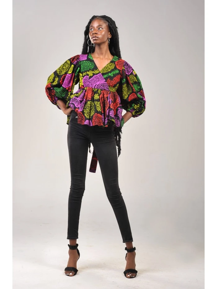 Molecular Cells Peplum Wrap Top