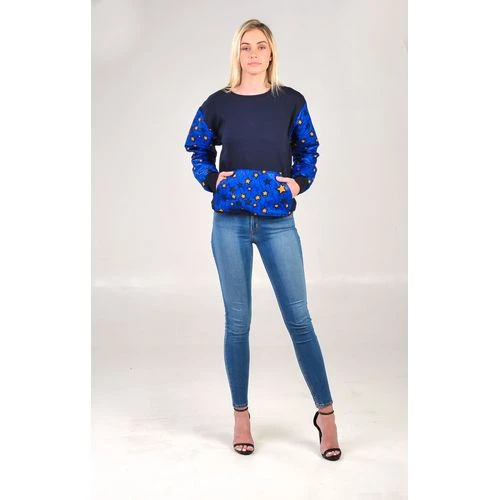 Blue Stars Pocket Sweater -Navy