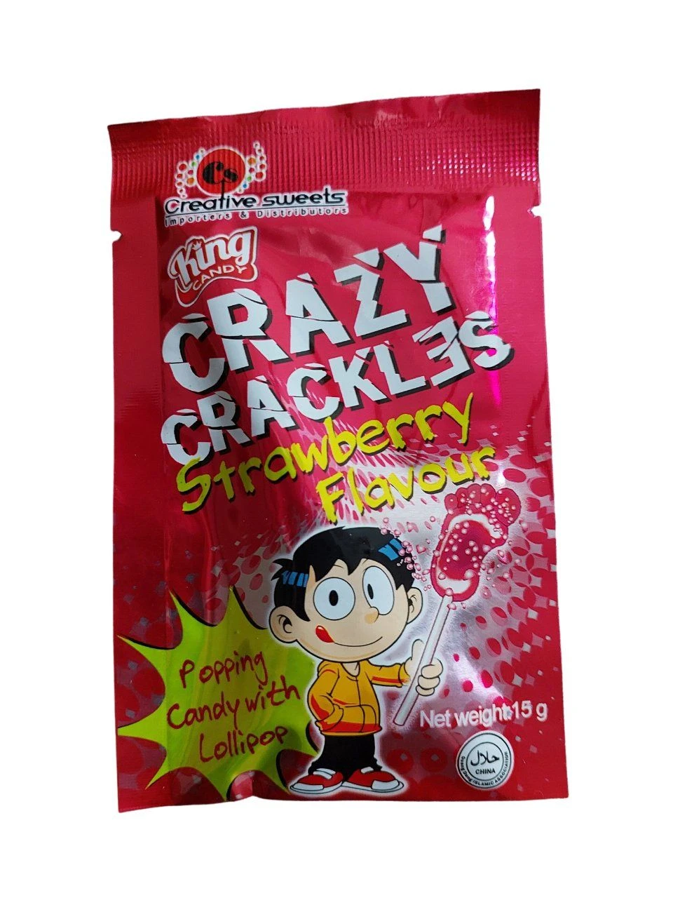 Crazy Crackles Pop Candy Strawberry Flavour - 15g