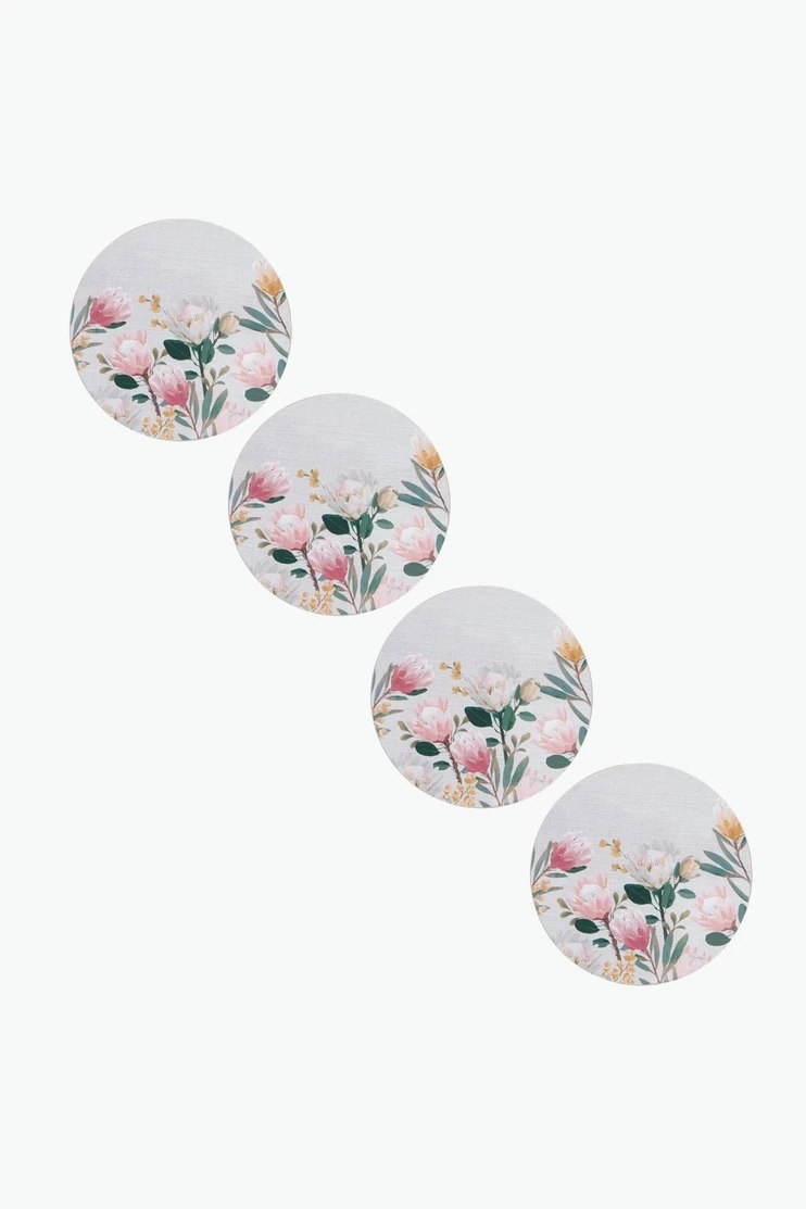 4 Pack Floral Coasters