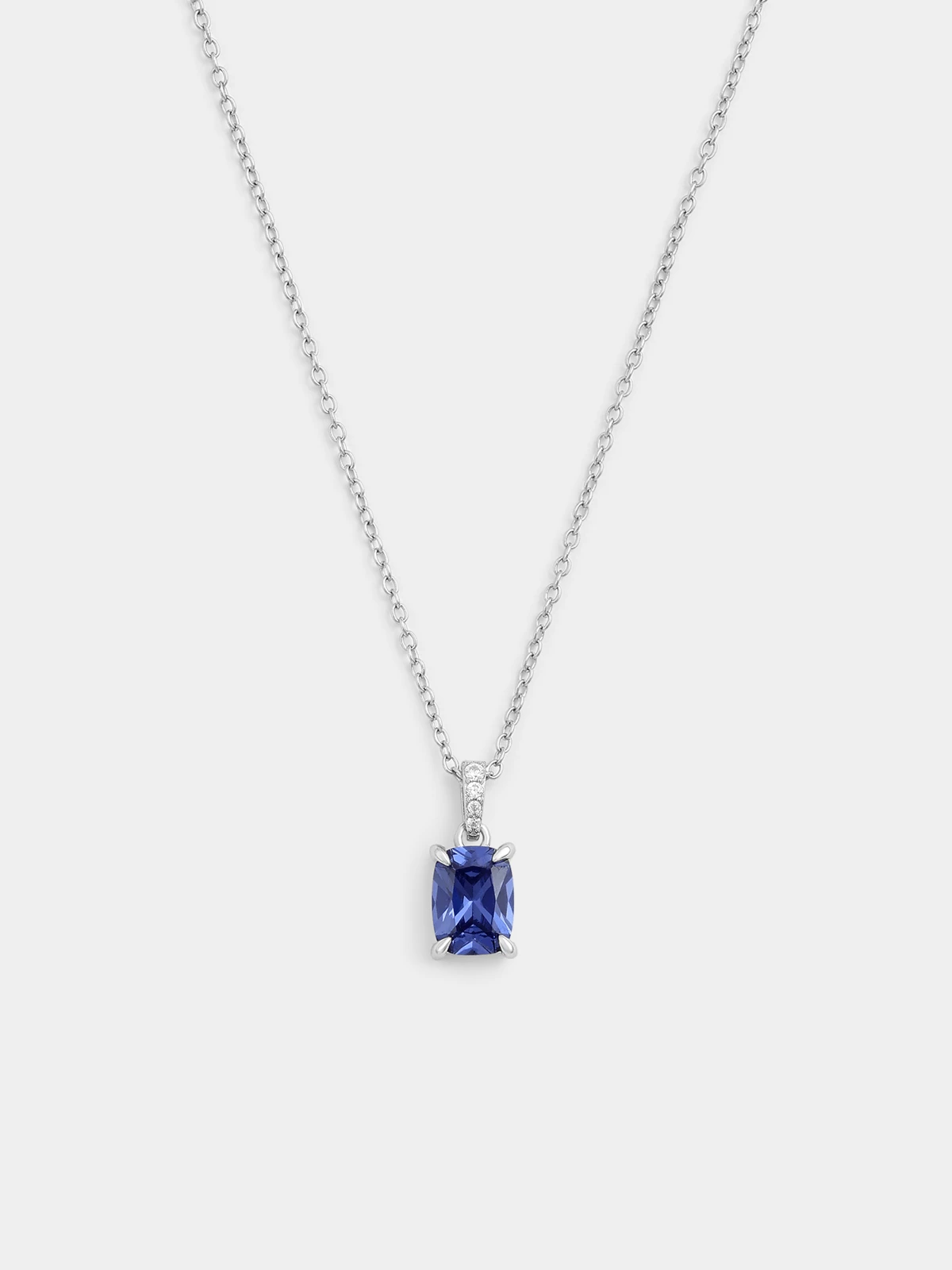 Sterling Silver Tanzanite Cubic Zirconia Oval December Birthstone Pendant