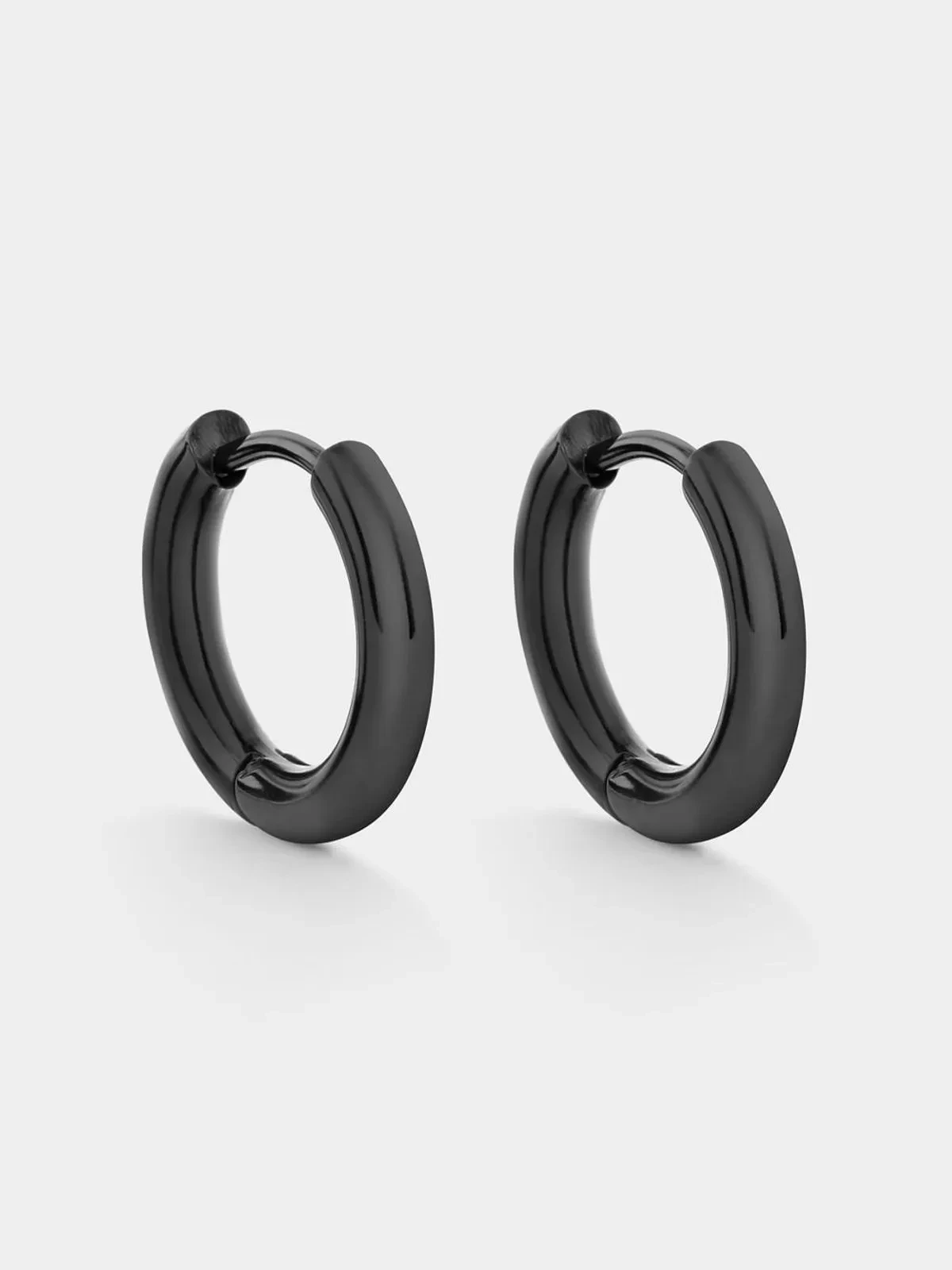 Stainless Steel Men's Black Sleeper Earrings