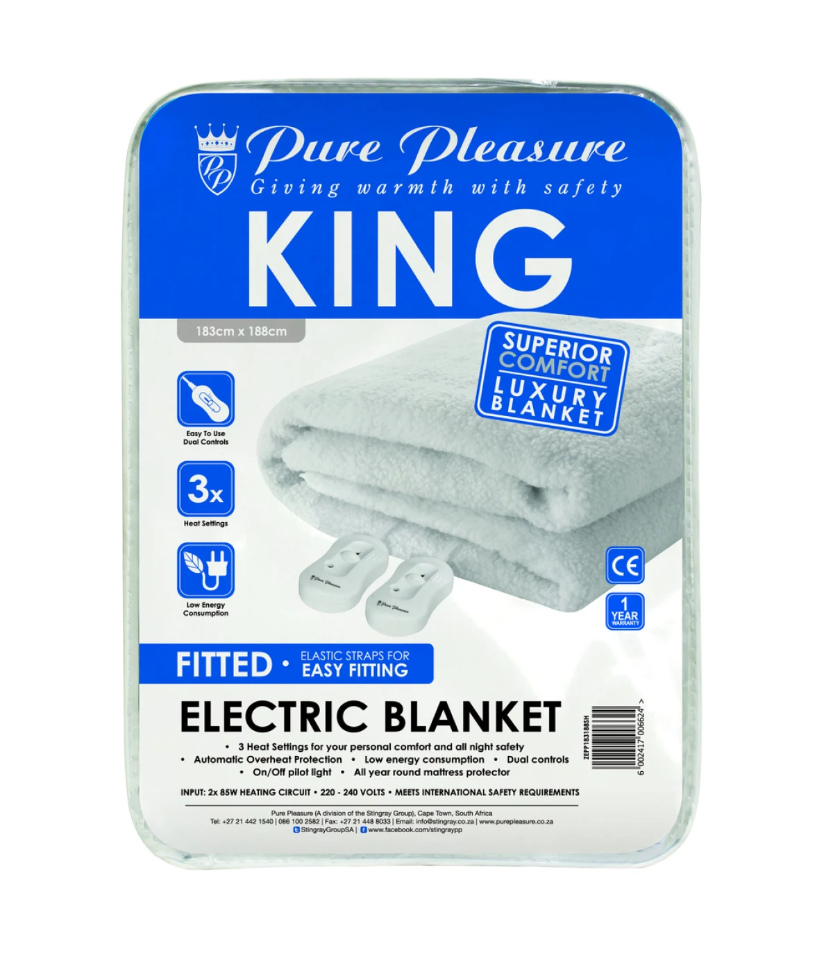 PurePleasure King Sherpa Fitted Electric Blanket