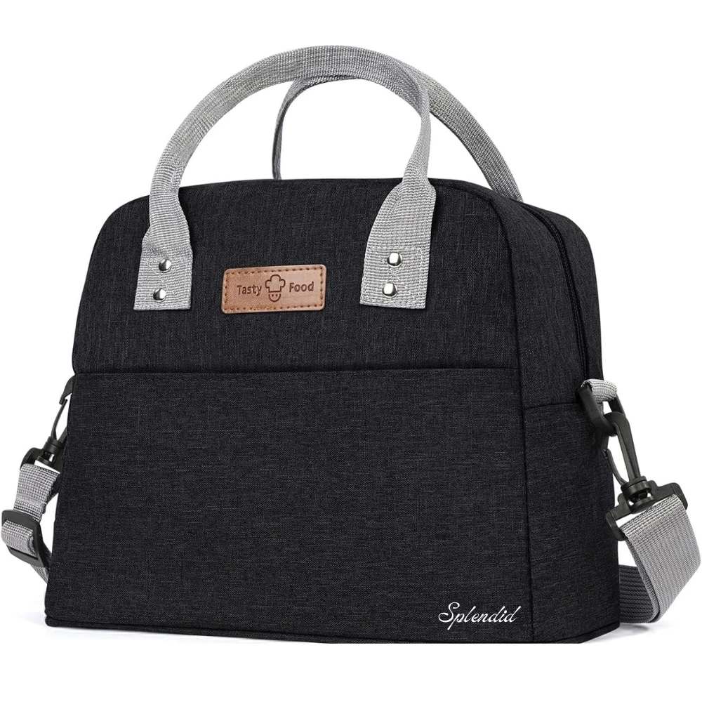 Splendid Tasty Food Foil Lunch Bag with Adjustable Strap & Pocket - 29cm