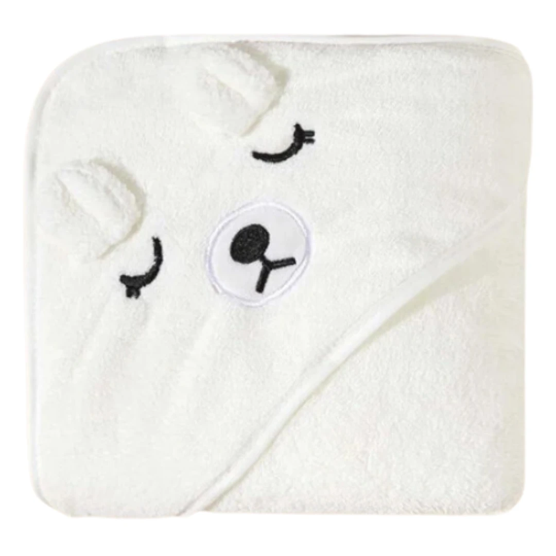 Petite Le Nto Embroidered Hooded Baby Bath Towel
