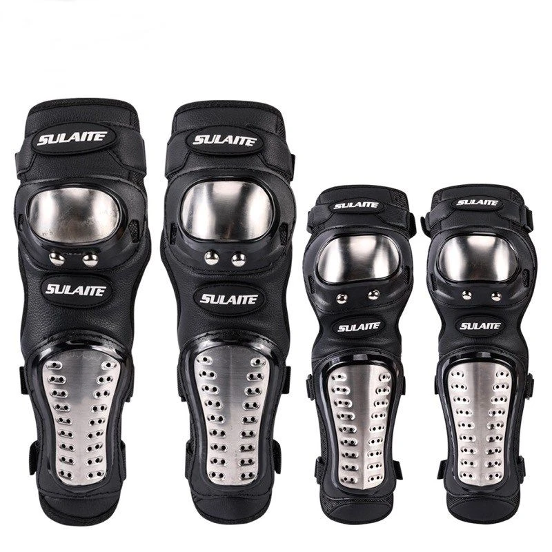 4 Pieces Stainless Steel Motorcycle Elbow Knee Shin Guards Protector