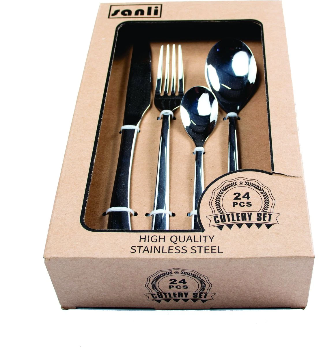 Cutlery Set Stainless Steel Food Tableware Set - Silver - 24 Pieces