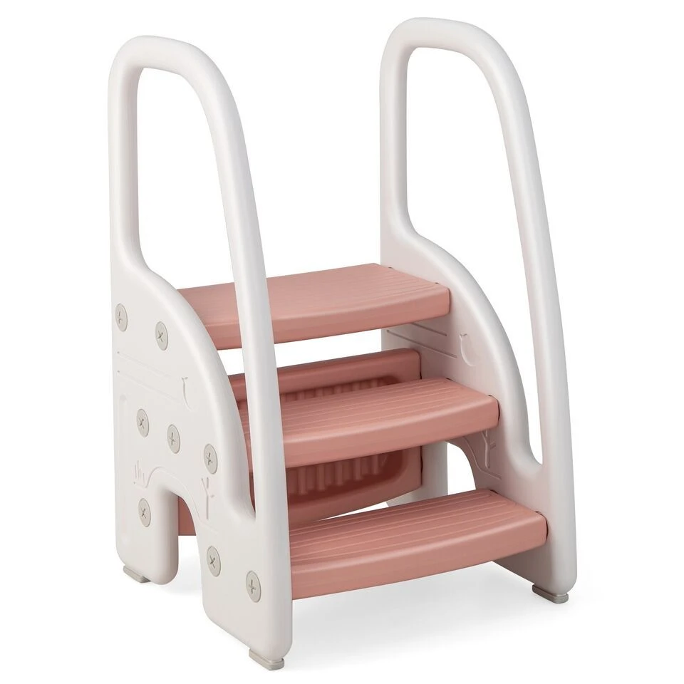 Baby Joy Kids Step Stool, 3 Tier Toddler Step Ladder with Safety Handles